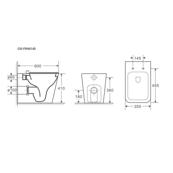 Унитаз приставной безободковый Grossman Classic GR-PR4414S с тонкой крышкой микролифт - фото 3