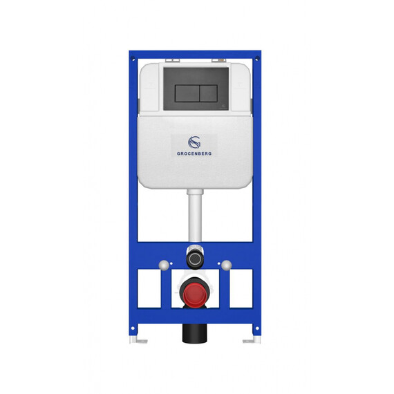 Инсталляция для подвесного унитаза Grocenberg GS3050-KM3070BG с кнопкой смыва графит - фото 