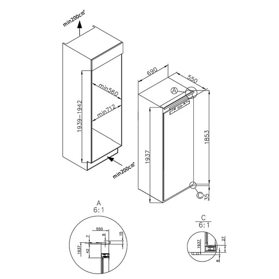 Встраиваемый двухкамерный холодильник Korting KSI 1947 - фото 6