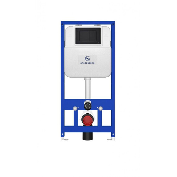 Инсталляция для подвесного унитаза Grocenberg GS3050-KM3080BL с кнопкой смыва чёрный матовый - фото 