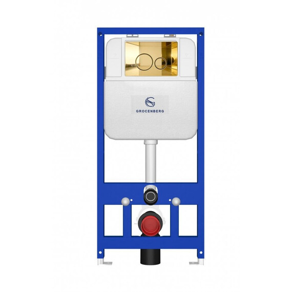 Инсталляция для подвесного унитаза Grocenberg GS3050-KM3090GO с кнопкой смыва золото - фото 