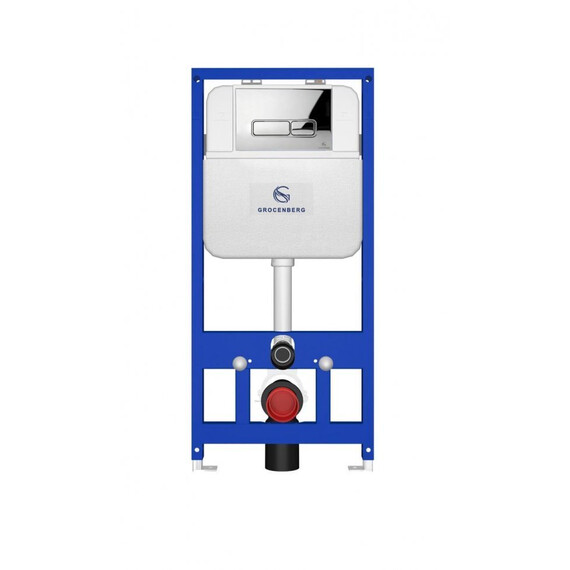 Инсталляция для подвесного унитаза Grocenberg GS3050-KP3060CR с кнопкой смыва хром - фото 