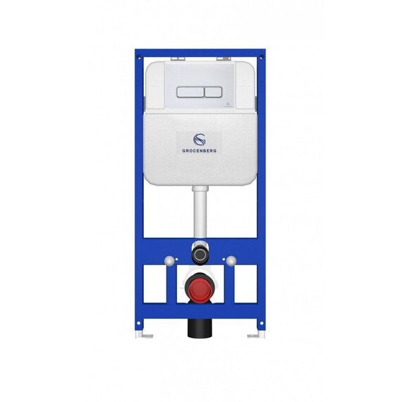 Инсталляция для подвесного унитаза Grocenberg GS3050-KP3060W с кнопкой смыва белый - фото 