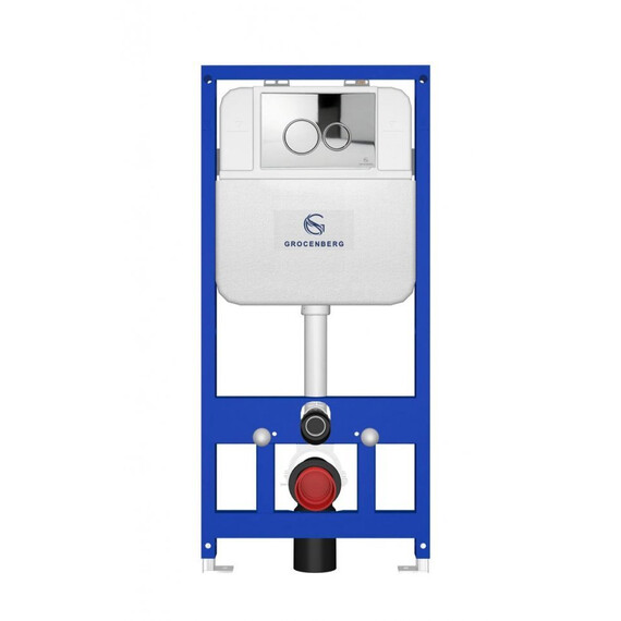 Инсталляция для подвесного унитаза Grocenberg GS3050-KP3090CR с кнопкой смыва хром - фото 