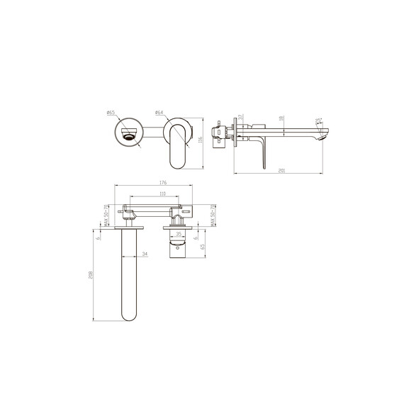 Смеситель для раковины настенный Aquatek Альфа AQ1913CR (со скрытой частью) - фото 4