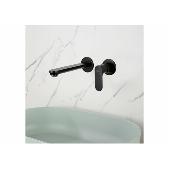 Смеситель для раковины настенный Aquatek Альфа AQ1913MB (со скрытой частью) чёрный матовый - фото 3