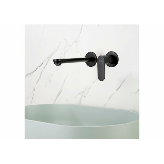 Смеситель для раковины настенный Aquatek Альфа AQ1913MB (со скрытой частью) чёрный матовый - фото 4