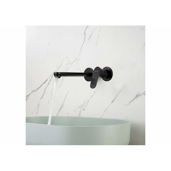 Смеситель для раковины настенный Aquatek Альфа AQ1913MB (со скрытой частью) чёрный матовый - фото 5