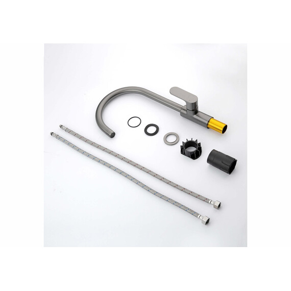 Смеситель для кухни Aquatek Альфа AQ1982BGM, оружейная сталь - фото 9