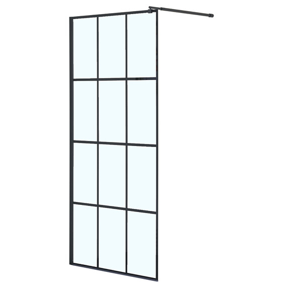 Душевая перегородка Loranto Walk-in 120 см CS-W02B-120 (стекло 8 мм) чёрный матовый/прозрачное "Лофт клетка" - фото 