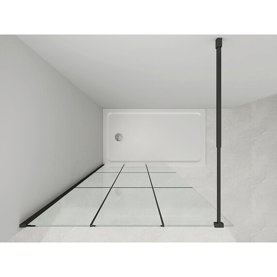 Душевая перегородка Loranto Walk-in 120 см CS-W02B-120 (стекло 8 мм) чёрный матовый/прозрачное "Лофт клетка" - фото 2