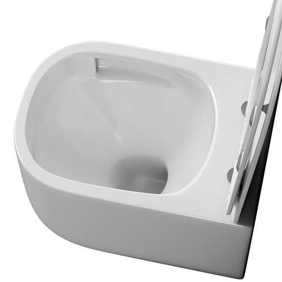 Унитаз подвесной с ультратонким ободком Grossman Thin Rim GR-5605SQ с тонкой крышкой микролифт (Система смыва торнадо) - фото 4