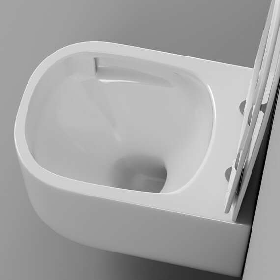 Унитаз подвесной с ультратонким ободком Grossman Thin Rim GR-5605SQ с тонкой крышкой микролифт (Система смыва торнадо) - фото 8