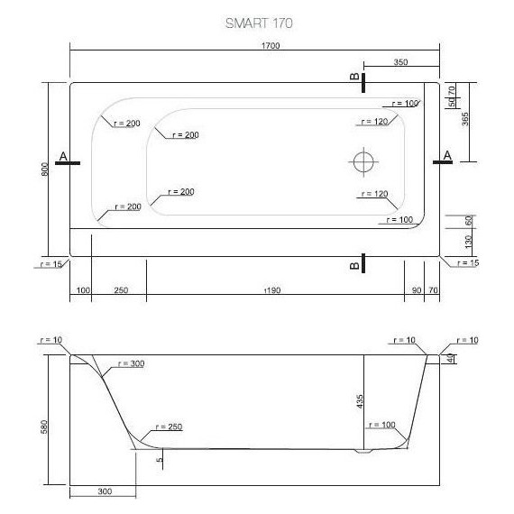 Ванна акриловая Cersanit SMART L 170x80 см - фото, картинка 5 Ванна акриловая Cersanit SMART L 170x80 см - фото 5