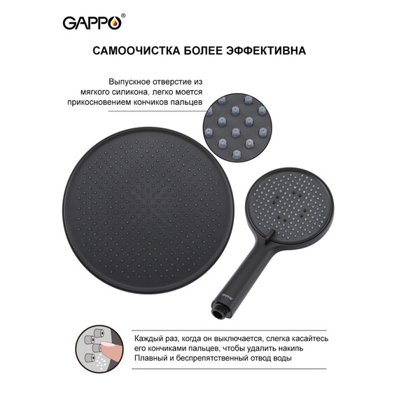Душевая стойка Gappo G06-6 G2406-6 с поворотным изливом, чёрный, Цвет производителя: чёрный - фото 8
