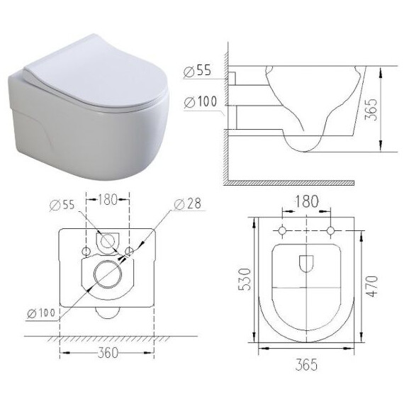Унитаз подвесной безободковый Art&Max Verona AM012CHRT/SC с тонкой крышкой микролифт - фото 12