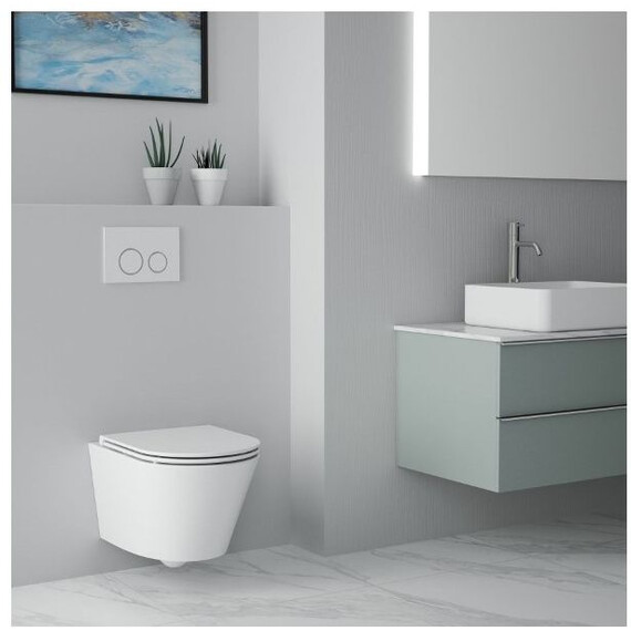 Унитаз подвесной безободковый Art&Max Bari AM822-V/SC с тонкой крышкой микролифт - фото 8