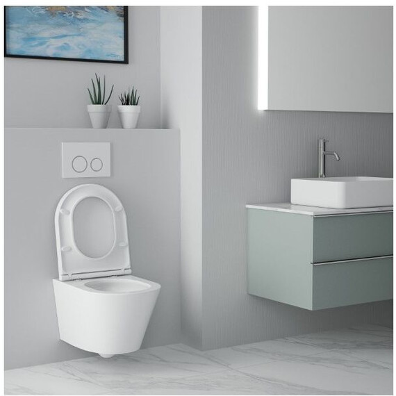 Унитаз подвесной безободковый Art&Max Bari AM822-V/SC с тонкой крышкой микролифт - фото 9