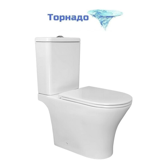 Унитаз-компакт безободковый Azario Amadeo AZ-2801-S с тонкой крышкой микролифт (система смыва Торнадо) - фото 