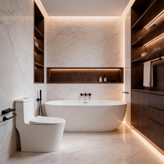 Унитаз-моноблок безободковый Azario Bais AZ-5003 с тонкой крышкой микролифт - фото 15