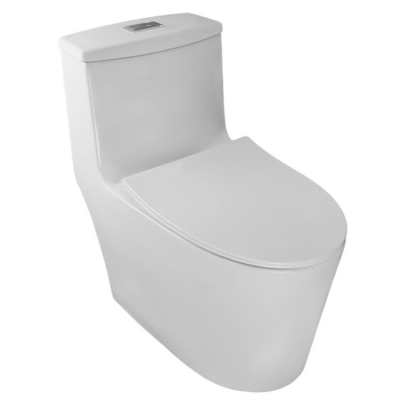 Унитаз-моноблок безободковый Azario Bais AZ-5003 с тонкой крышкой микролифт - фото 2