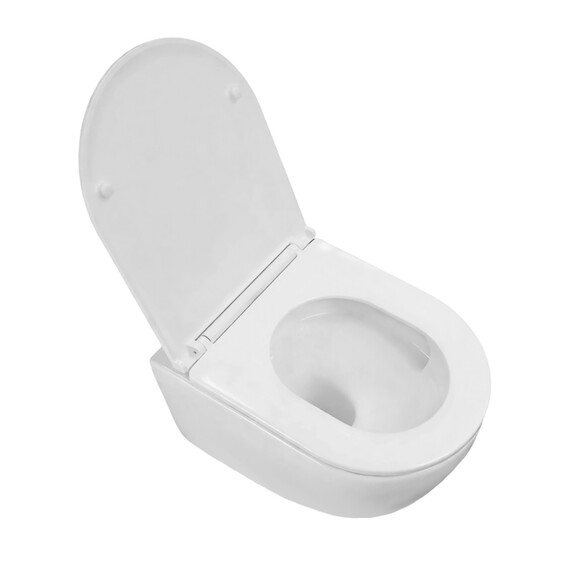 Унитаз подвесной безободковый Azario Ines White AZ-W03-SW с тонкой крышкой микролифт (система смыва Торнадо) - фото 5