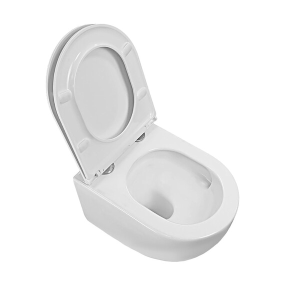 Унитаз подвесной безободковый Azario Ines White AZ-W03-SW с тонкой крышкой микролифт (система смыва Торнадо) - фото 6