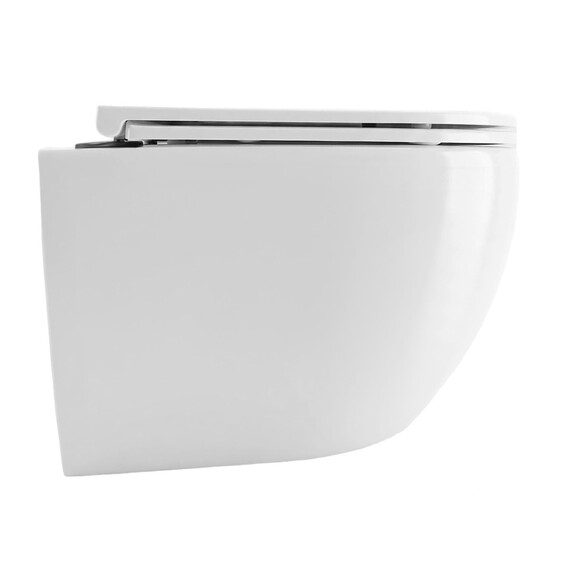 Унитаз подвесной безободковый Azario Ines White AZ-W03-SW с тонкой крышкой микролифт (система смыва Торнадо) - фото 2