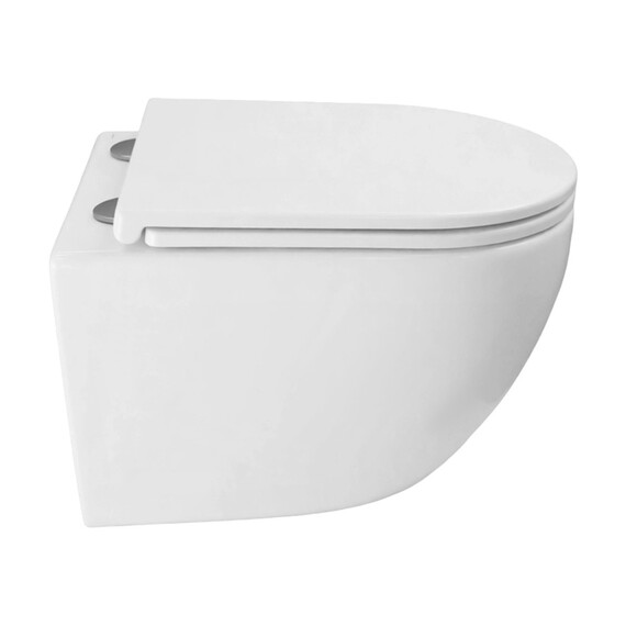 Унитаз подвесной безободковый Azario Ines White AZ-W03-SW с тонкой крышкой микролифт (система смыва Торнадо) - фото 3