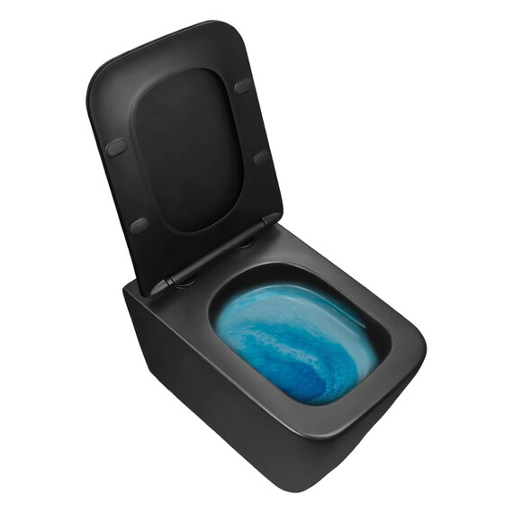 Унитаз подвесной безободковый Azario Dezi Black AZ-W05-SB с тонкой крышкой микролифт (система смыва Торнадо) чёрный матовый - фото 10