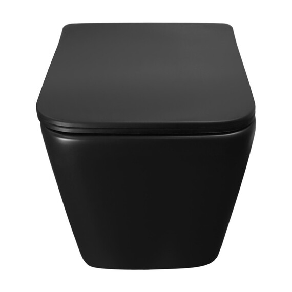 Унитаз подвесной безободковый Azario Dezi Black AZ-W05-SB с тонкой крышкой микролифт (система смыва Торнадо) чёрный матовый - фото 4