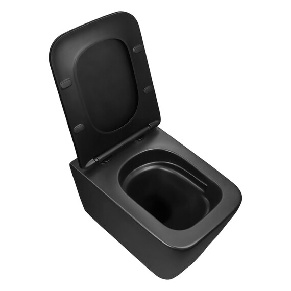 Унитаз подвесной безободковый Azario Dezi Black AZ-W05-SB с тонкой крышкой микролифт (система смыва Торнадо) чёрный матовый - фото 6
