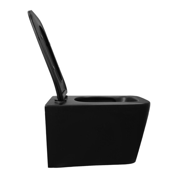 Унитаз подвесной безободковый Azario Dezi Black AZ-W05-SB с тонкой крышкой микролифт (система смыва Торнадо) чёрный матовый - фото 8