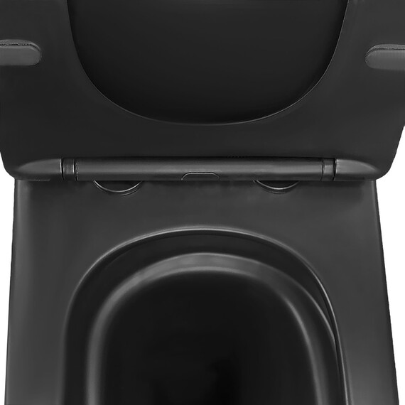 Унитаз подвесной безободковый Azario Dezi Black AZ-W05-SB с тонкой крышкой микролифт (система смыва Торнадо) чёрный матовый - фото 9