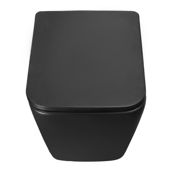 Унитаз подвесной безободковый Azario Dezi Black AZ-W05-SB с тонкой крышкой микролифт (система смыва Торнадо) чёрный матовый - фото 5