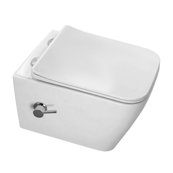 Унитаз-биде подвесной безободковый Azario Dezi White BD AZ-W05-SWBD с тонкой крышкой микролифт - фото 