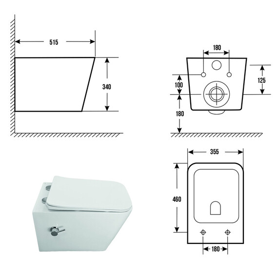 Унитаз-биде подвесной безободковый Azario Dezi White BD AZ-W05-SWBD с тонкой крышкой микролифт - фото 12