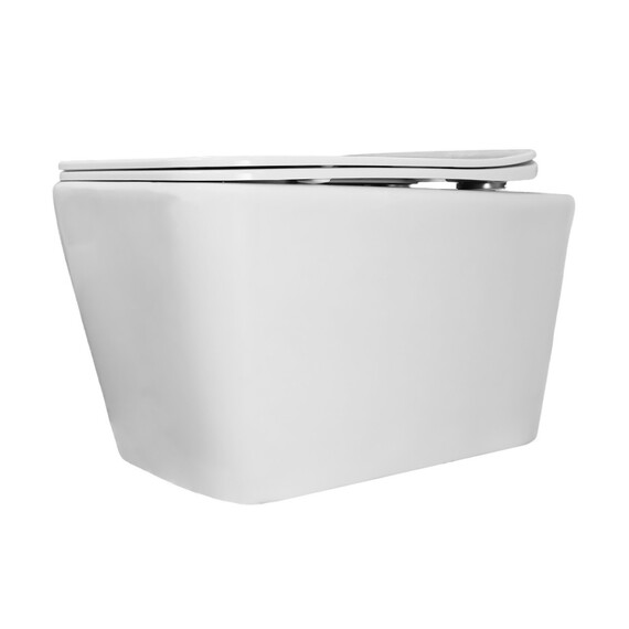 Унитаз подвесной безободковый Azario Dezi White AZ-W05-SW с тонкой крышкой микролифт (система смыва Торнадо) - фото 5