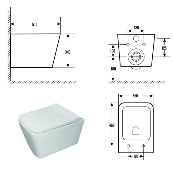 Унитаз подвесной безободковый Azario Dezi White AZ-W05-SW с тонкой крышкой микролифт (система смыва Торнадо) - фото 16
