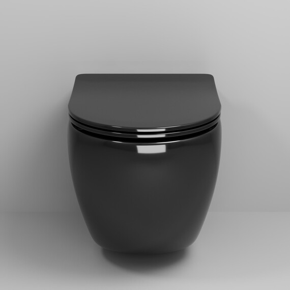Унитаз подвесной безободковый Grossman Color GR-4411blackS с крышкой микролифт, чёрный глянцевый, Цвет производителя: чёрный - фото 3