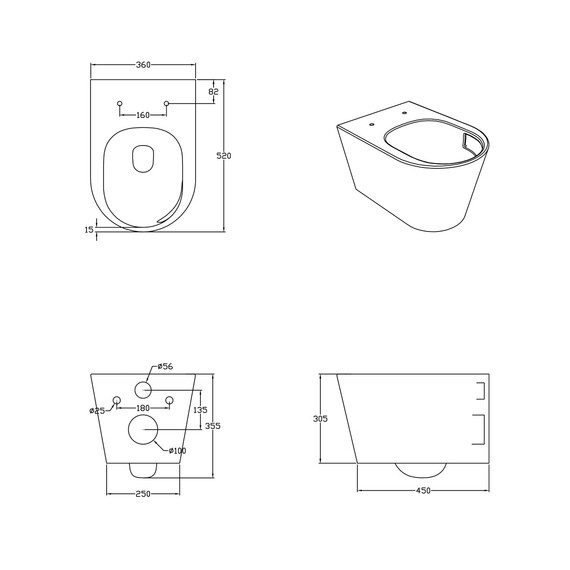Унитаз подвесной с ультратонким ободком Grossman Thin Rim GR-5604SQ с тонкой крышкой микролифт (Система смыва торнадо) - фото 13