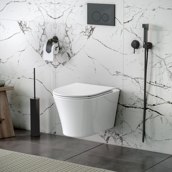 Унитаз подвесной с ультратонким ободком Grossman Thin Rim GR-5604SQ с тонкой крышкой микролифт (Система смыва торнадо) - фото 11