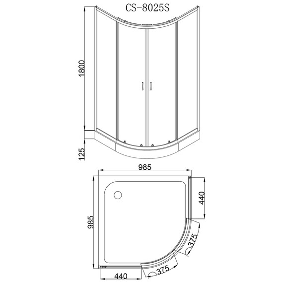 Душевое ограждение Loranto CS-8025S 100х100 см, сатин/матовое - фото 3