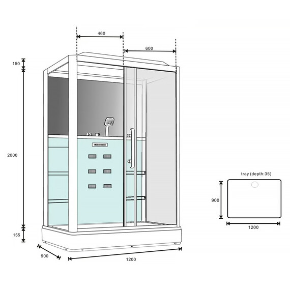 Гидробокс LORANTO CS 127 R 90х120х215, белый/прозрачное - фото 3