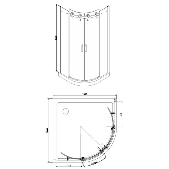 Душевое ограждение Azario Ottawa AZ-NKE2142 100х100 см (стекло 8 мм) алюминий/прозрачное - фото 3