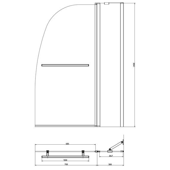 Шторка для ванны AZARIO AZ-142TB 100х140 см, хром/прозрачное - фото 7
