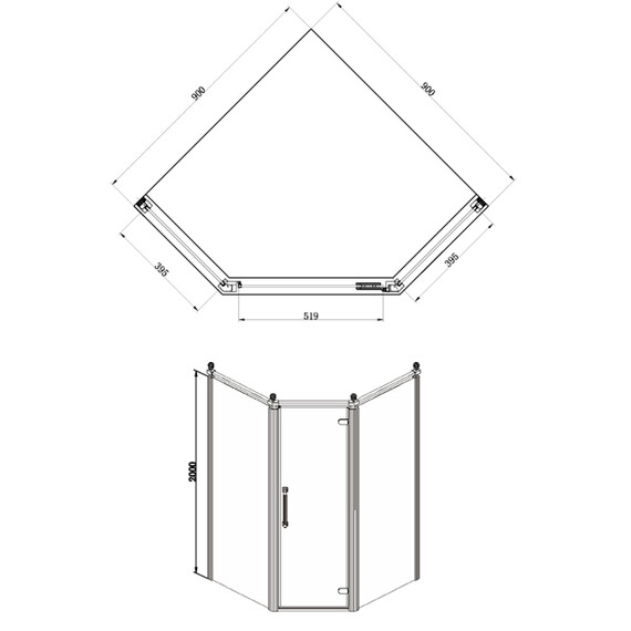 Душевое ограждение Azario Ontario AZ-NBB3231 90х90 см (стекло 8 мм) золото/прозрачное - фото 3
