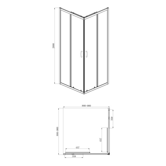 Душевое ограждение Azario Milton 90х90 см AZ-ND1142 900 Black, черный/прозрачное - фото 3