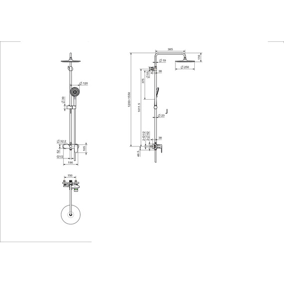 Душевая стойка Aquatek Ника AQ2860BGM, оружейная сталь - фото 11
