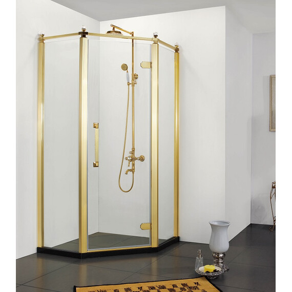 Душевое ограждение Azario Ontario AZ-NBB3231 100х100 см (стекло 8 мм) золото/прозрачное - фото 2